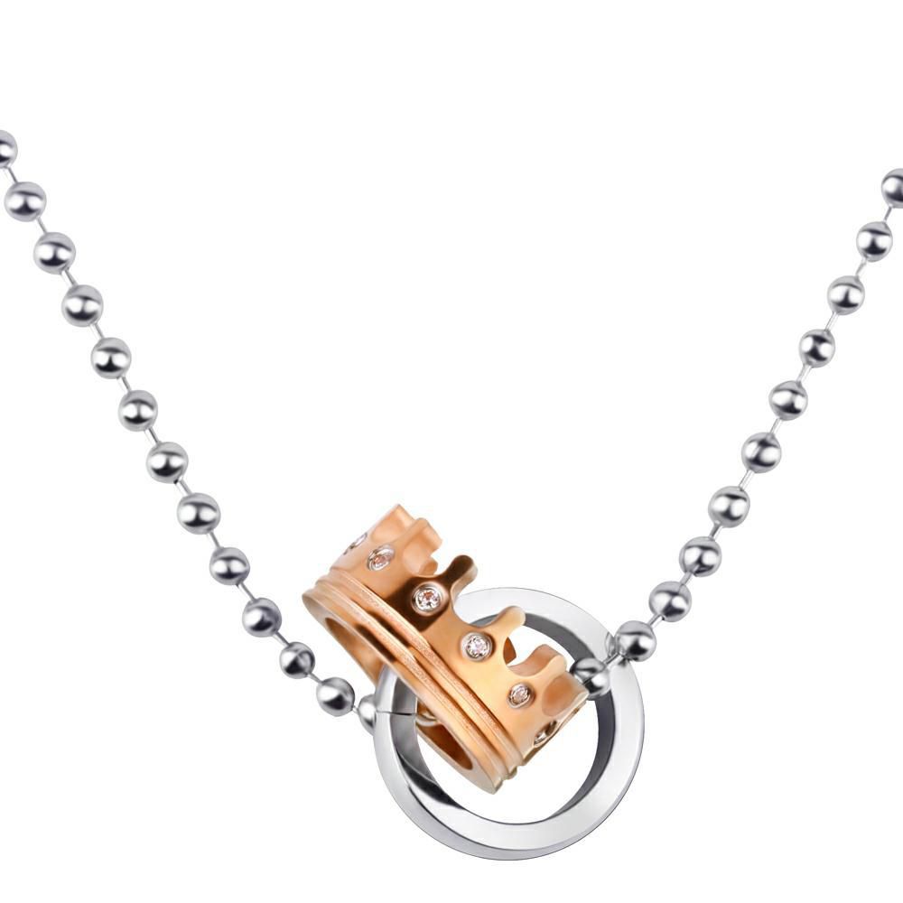 Fashion Wholesale Crown Couple Necklace Zirconia High Grade Titanium Couple Pendant | Wholesale Jewelry Only 2