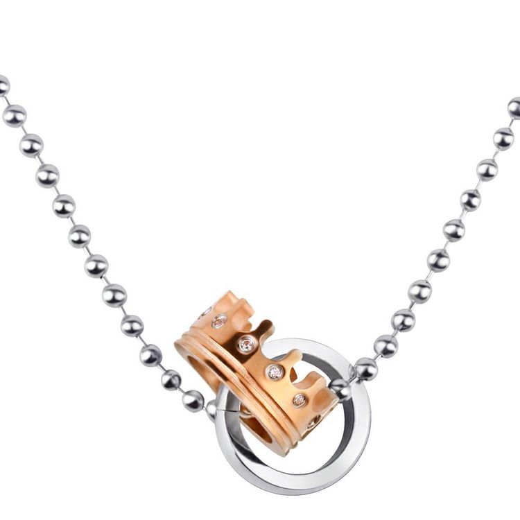 Fashion Wholesale Crown Couple Necklace Zirconia High Grade Titanium Couple Pendant | Wholesale Jewelry Only 2