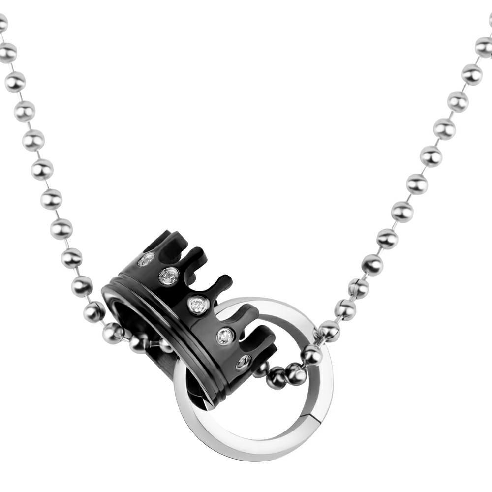 Fashion Wholesale Crown Couple Necklace Zirconia High Grade Titanium Couple Pendant | Wholesale Jewelry Only 3