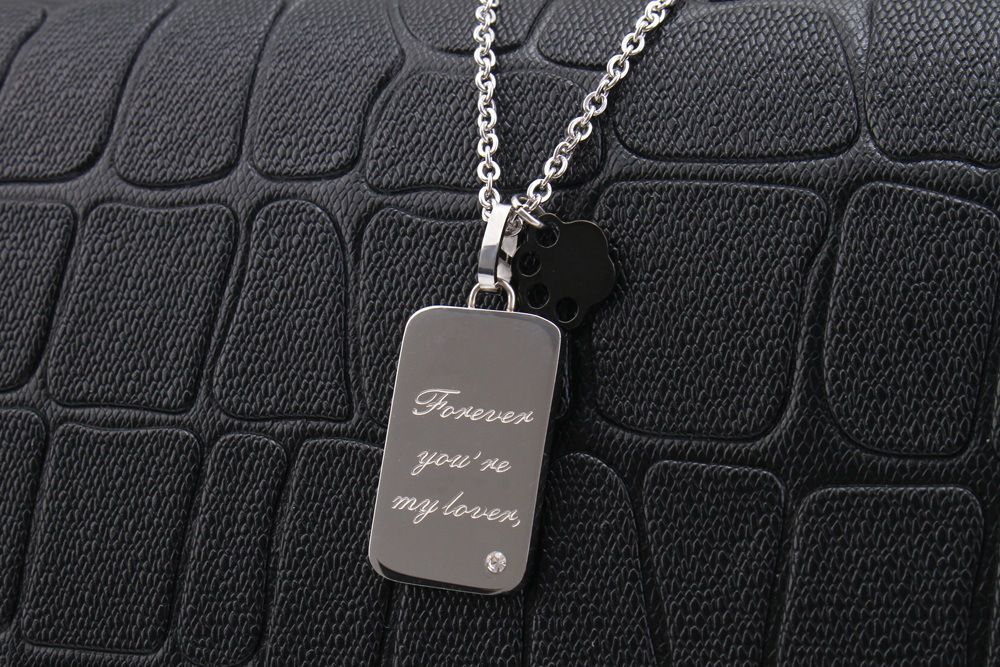 forever you're my lover Square Heart Tag Titanium Couple Necklace | Wholesale Jewelry Only 4