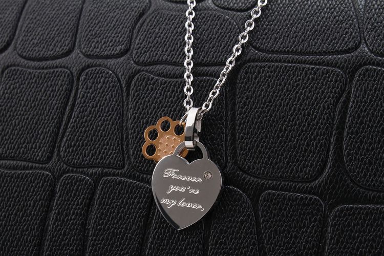 forever you're my lover Square Heart Tag Titanium Couple Necklace | Wholesale Jewelry Only 5