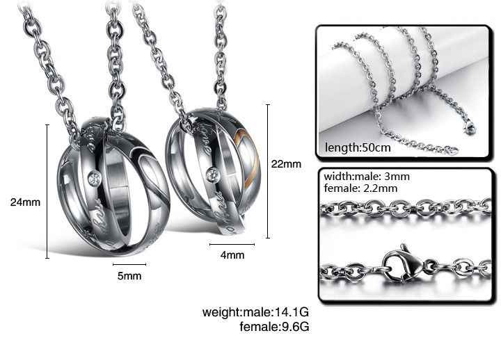 Wholesale Fashion Heart Pendant Titanium Stainless Steel Couple Necklace | Wholesale Jewelry Only 4