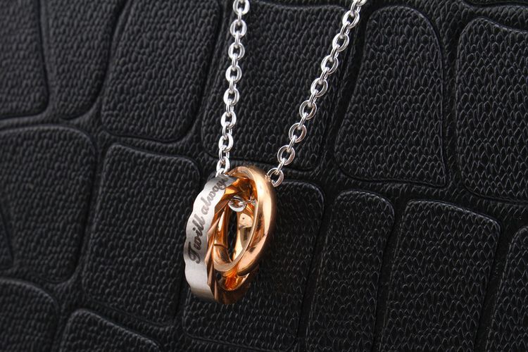 Wave Zirconia Pendant Titanium Couple's Necklace Wholesale | Wholesale Jewelry Only 2