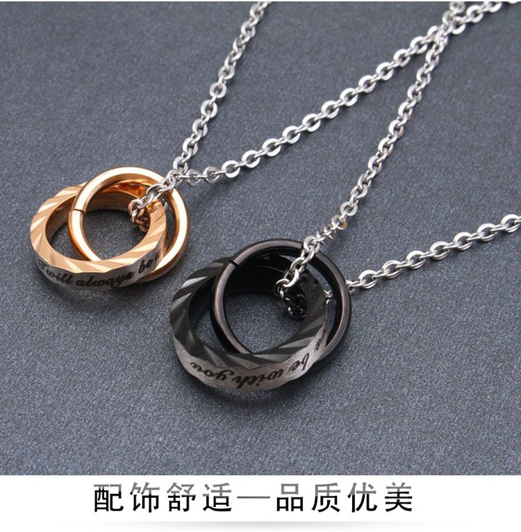 Wave Zirconia Pendant Titanium Couple's Necklace Wholesale | Wholesale Jewelry Only 5