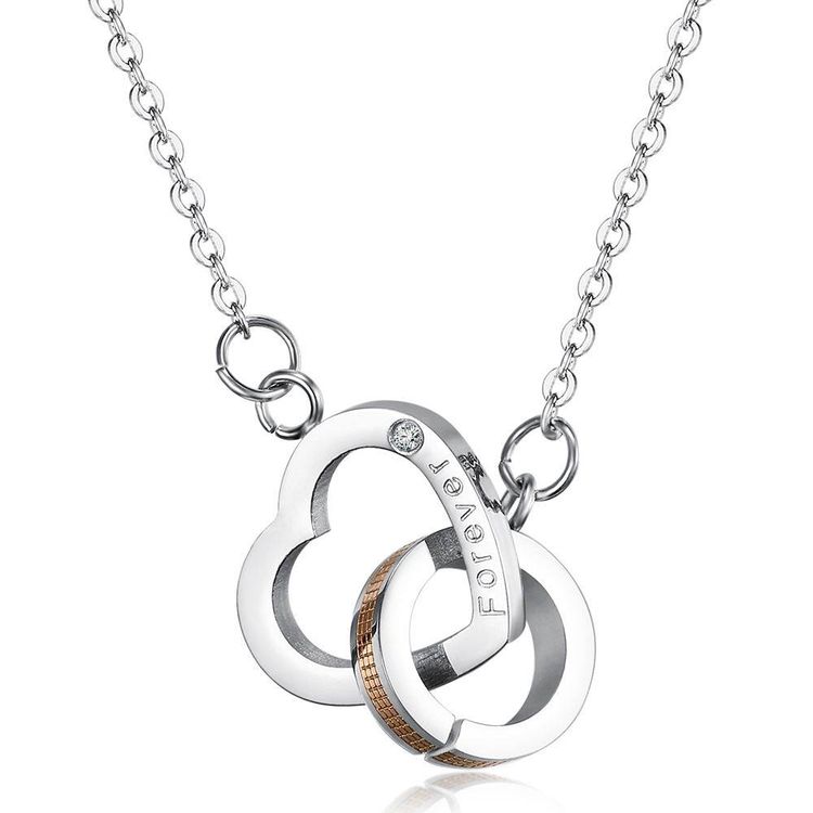 Wholesale Square Heart Pendant Titanium Couple's Necklace Gift  | Wholesale Jewelry Only 2