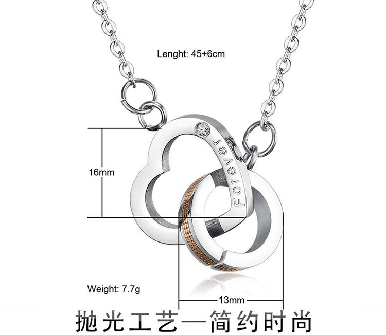 Wholesale Square Heart Pendant Titanium Couple's Necklace Gift  | Wholesale Jewelry Only 5