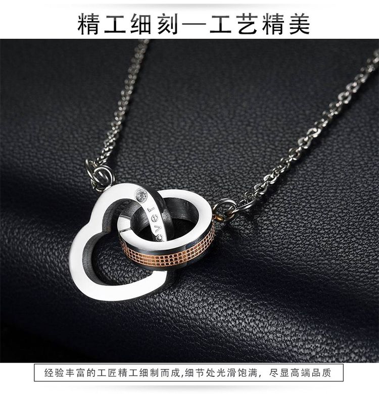Wholesale Square Heart Pendant Titanium Couple's Necklace Gift  | Wholesale Jewelry Only 6