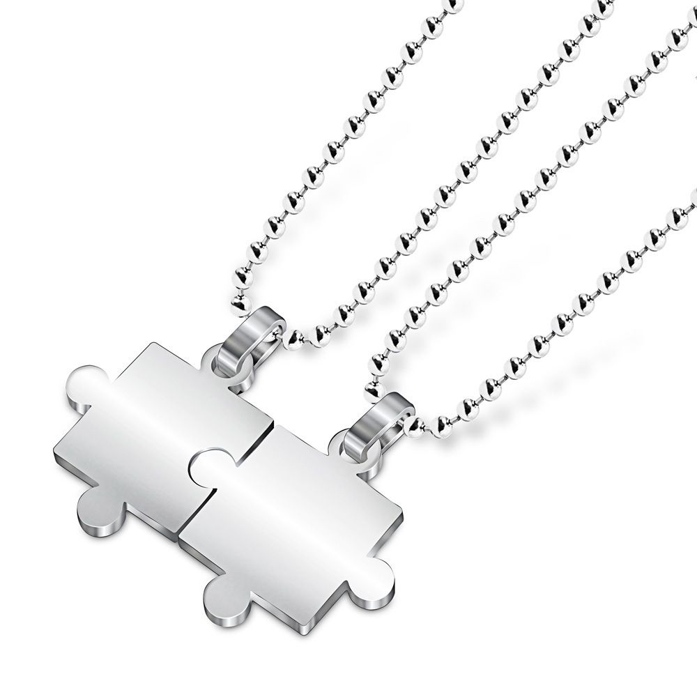 Creative Puzzle Pendant Stainless Steel Couple Necklace  | Wholesale Jewelry Only 0