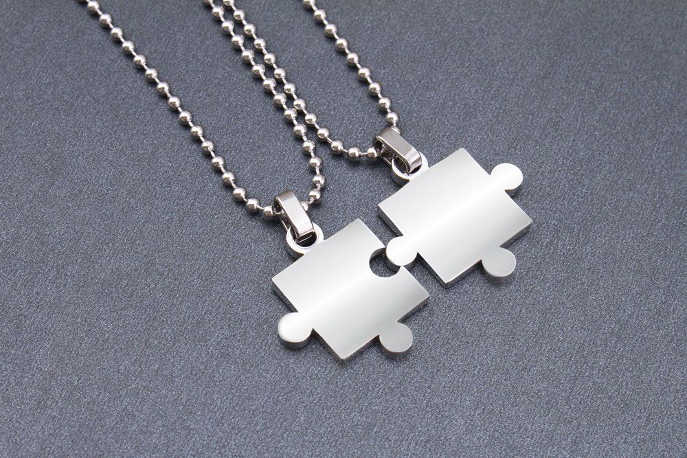 Creative Puzzle Pendant Stainless Steel Couple Necklace  | Wholesale Jewelry Only 2