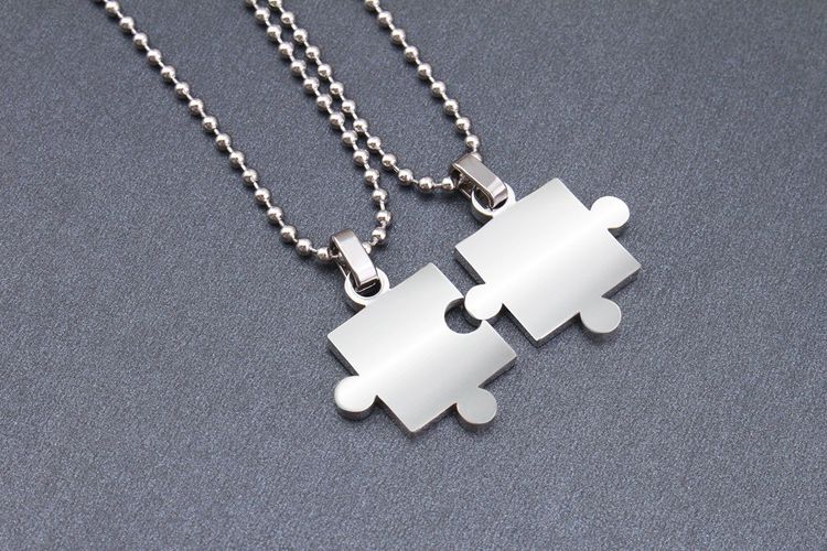 Creative Puzzle Pendant Stainless Steel Couple Necklace  | Wholesale Jewelry Only 2