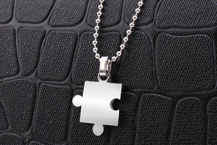 Creative Puzzle Pendant Stainless Steel Couple Necklace  | Wholesale Jewelry Only 4