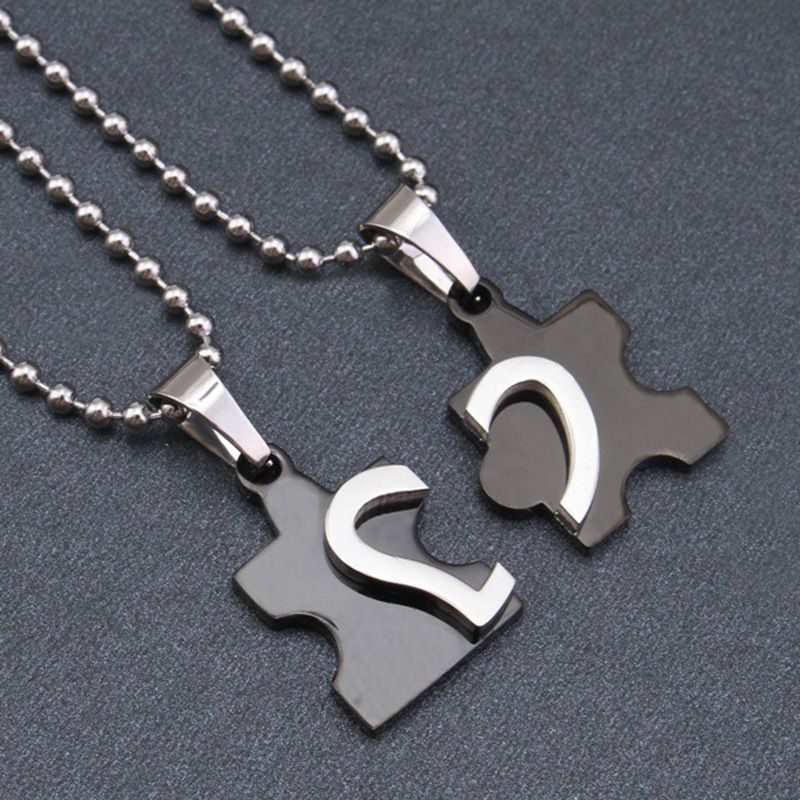 Creative Heart Puzzle Pendant Wholesale Titanium Couple Necklace | Wholesale Jewelry Only 1