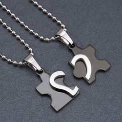  Creative Heart Puzzle Pendant Wholesale Titanium Couple Necklace | Wholesale Jewelry Only