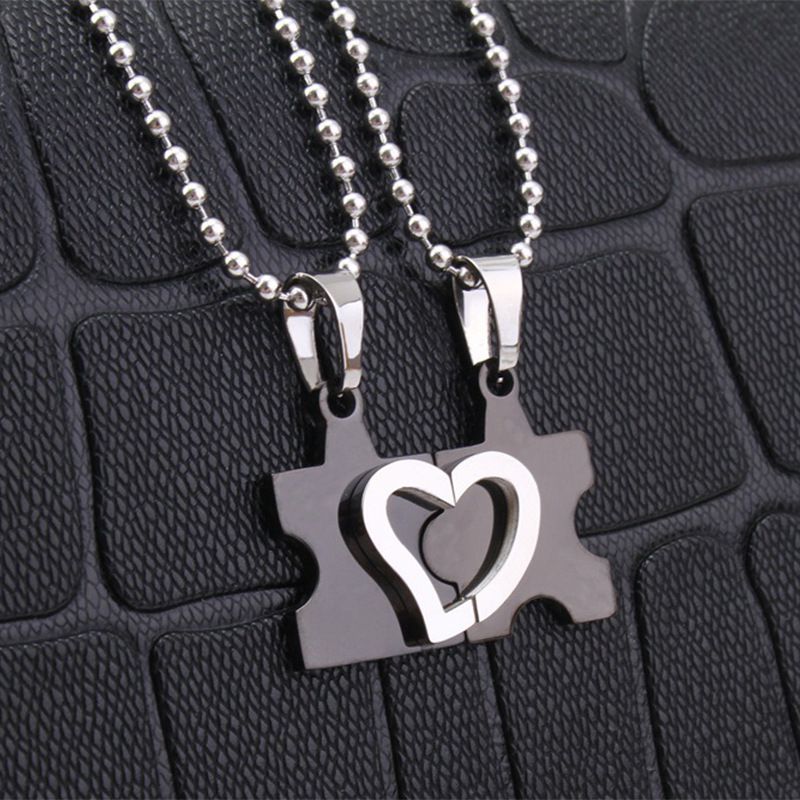  Creative Heart Puzzle Pendant Wholesale Titanium Couple Necklace | Wholesale Jewelry Only 3