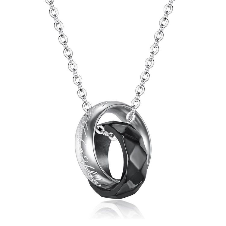 Double Loop Diamond Shape Titanium Couple's Necklace  | Wholesale Jewelry Only 3
