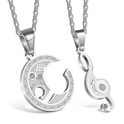 Wholesale Creative Music Symbol Titanium Couple Pendant Necklace | Wholesale Jewelry Only