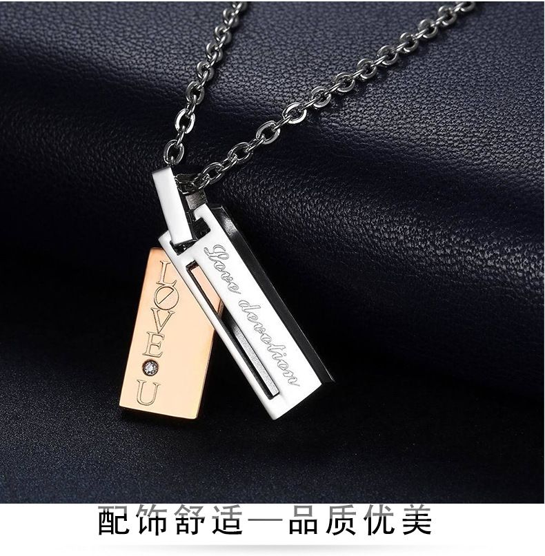 Letter Fashion Pendant Necklace Titanium Couple Necklace | Wholesale Jewelry Only 1