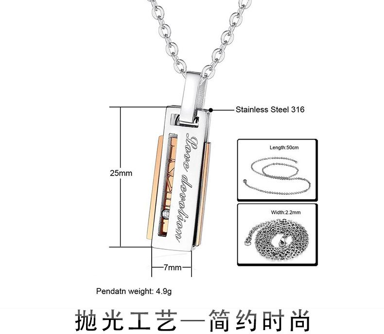 Letter Fashion Pendant Necklace Titanium Couple Necklace | Wholesale Jewelry Only 4