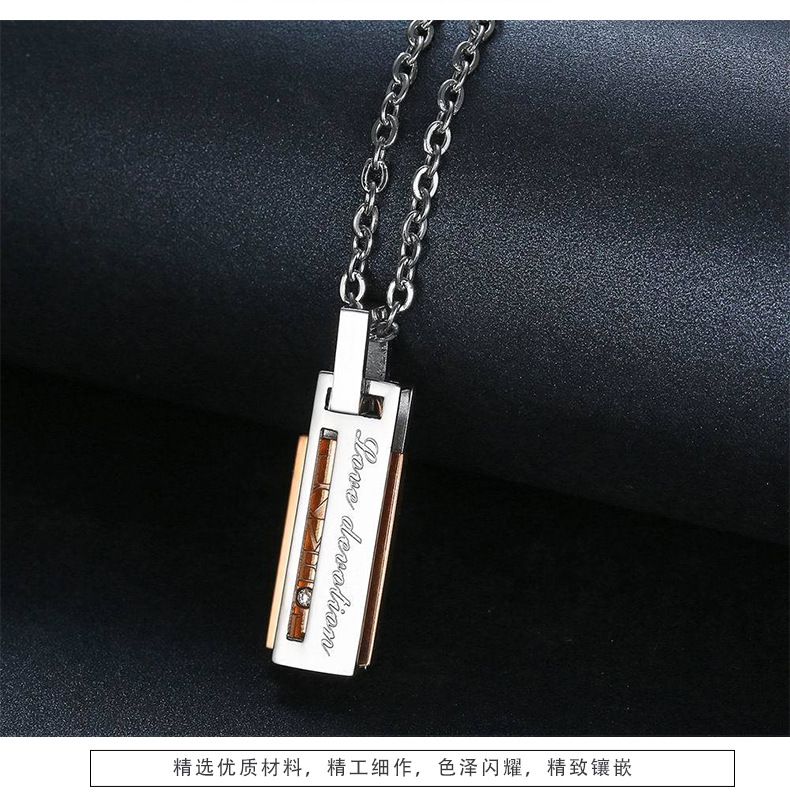 Letter Fashion Pendant Necklace Titanium Couple Necklace | Wholesale Jewelry Only 5