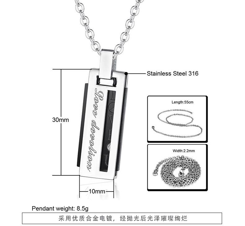 Letter Fashion Pendant Necklace Titanium Couple Necklace | Wholesale Jewelry Only 6