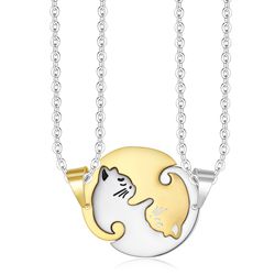  Cute Animal Cat Pendant Puzzle Couple Necklace Wholesale | Wholesale Jewelry Only