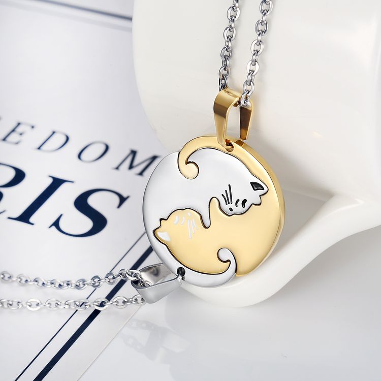  Cute Animal Cat Pendant Puzzle Couple Necklace Wholesale | Wholesale Jewelry Only 3