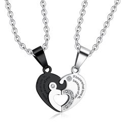 Love Spliced Zirconia Pendant Wholesale Stainless Steel Couple Necklace Gift | Wholesale Jewelry Only