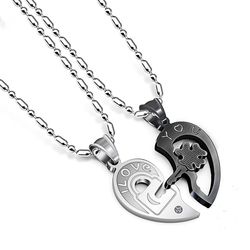 Wholesale Fashion Love Heart collarbone key pendant puzzle Titanium Couple Necklace | Wholesale Jewelry Only