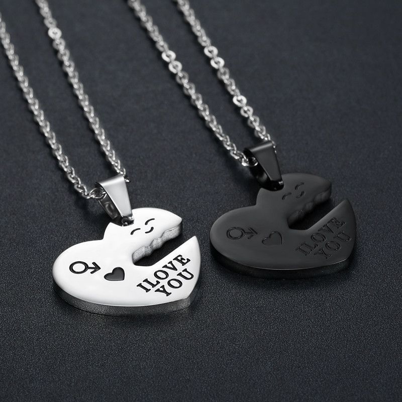 Wholesale Fashion sweet romantic heart-shaped key couple titanium steel necklace | Wholesale Jewelry Only 4