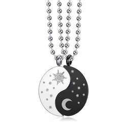 New hip-hop sun and moon gossip titanium stainless steel couple pendant necklace | Wholesale Jewelry Only