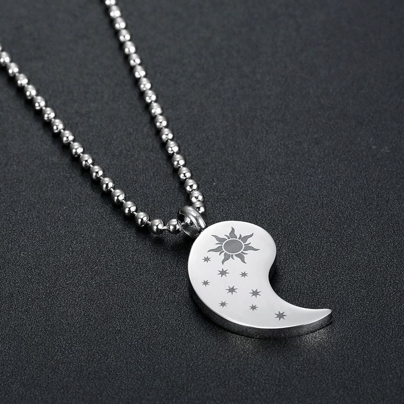 New hip-hop sun and moon gossip titanium stainless steel couple pendant necklace | Wholesale Jewelry Only 5