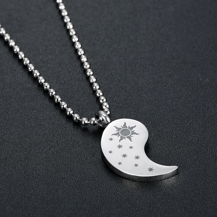 New hip-hop sun and moon gossip titanium stainless steel couple pendant necklace | Wholesale Jewelry Only 5