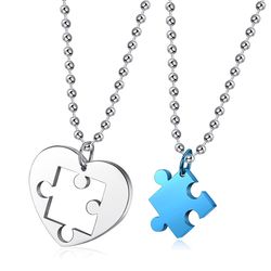 Fashion Classic Heart Puzzle Wholesale Stainless Steel Couple Necklace Pendant | Wholesale Jewelry Only