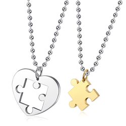 Fashion Classic Heart Puzzle Wholesale Stainless Steel Couple Necklace Pendant | Wholesale Jewelry Only