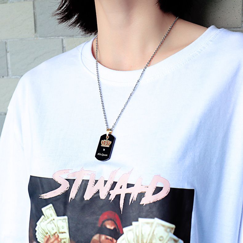 Wholesale Crown Stainless Steel Couple Necklace Her King His Queen Military Pendant  | Wholesale Jewelry Only 8