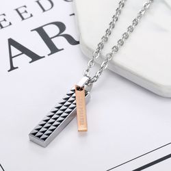 Sweet Style Wholesale Couple Rectangle Titanium Pendant Necklace Fine Hip Hop | Wholesale Jewelry Only