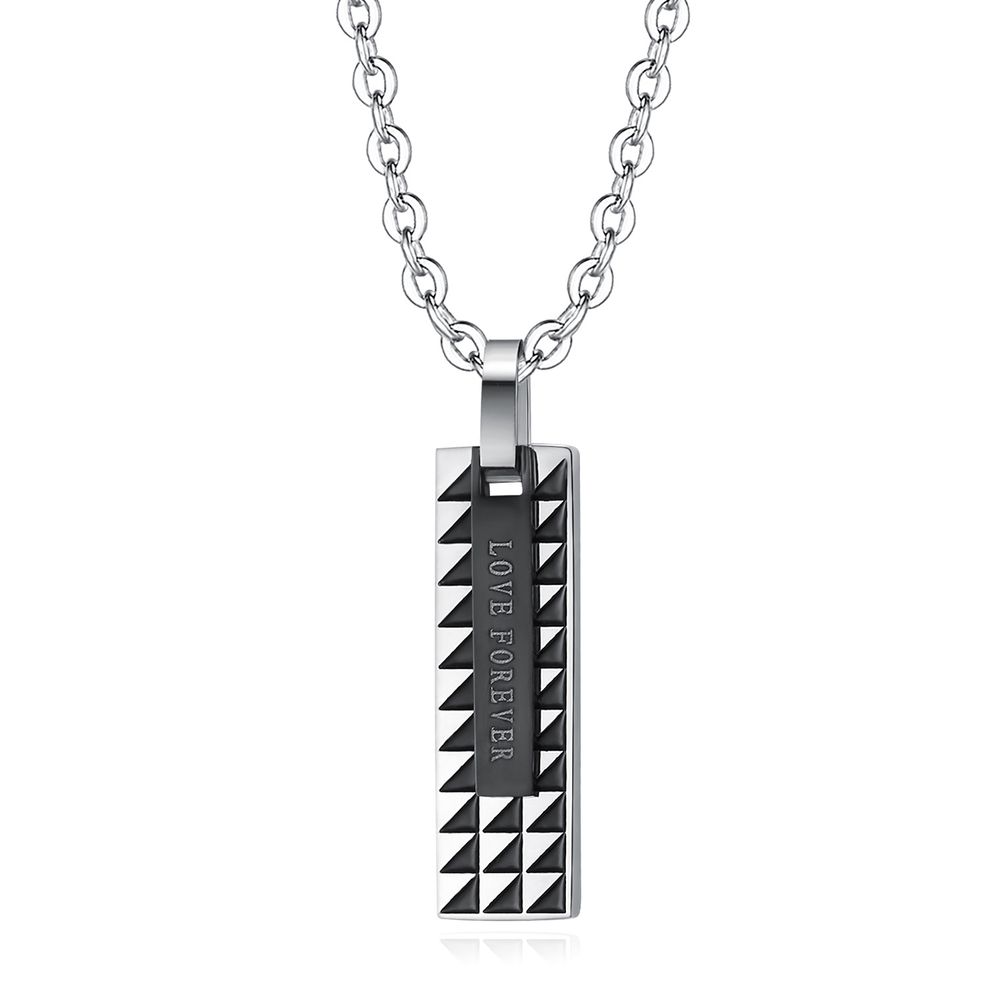 Sweet Style Wholesale Couple Rectangle Titanium Pendant Necklace Fine Hip Hop | Wholesale Jewelry Only 4