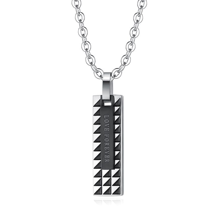 Sweet Style Wholesale Couple Rectangle Titanium Pendant Necklace Fine Hip Hop | Wholesale Jewelry Only 4