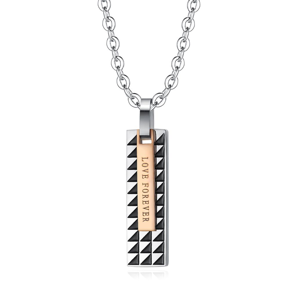 Sweet Style Wholesale Couple Rectangle Titanium Pendant Necklace Fine Hip Hop | Wholesale Jewelry Only 5