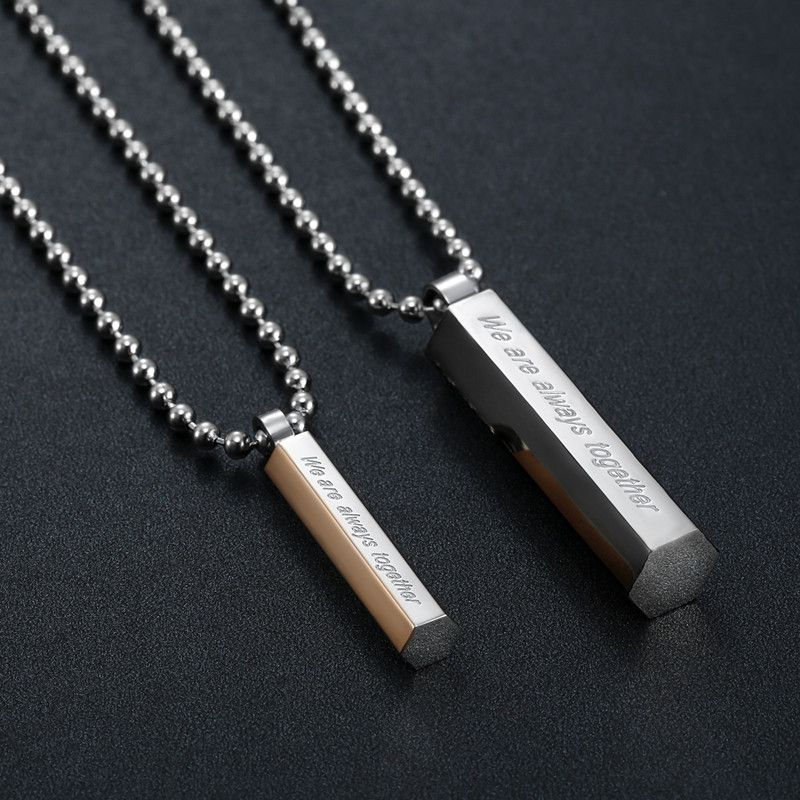 Trendy Sweet Titanium Steel Cylindrical Couple Pendant Necklace | Wholesale Jewelry Only 1