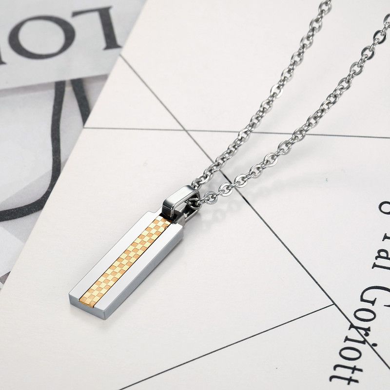 Punk Titanium Square Couple Fashion Necklace Wholesale | Wholesale Jewelry Only 4