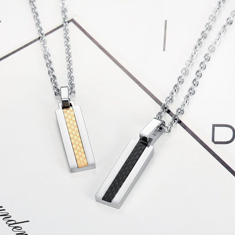 Punk Titanium Square Couple Fashion Necklace Wholesale | Wholesale Jewelry Only 6