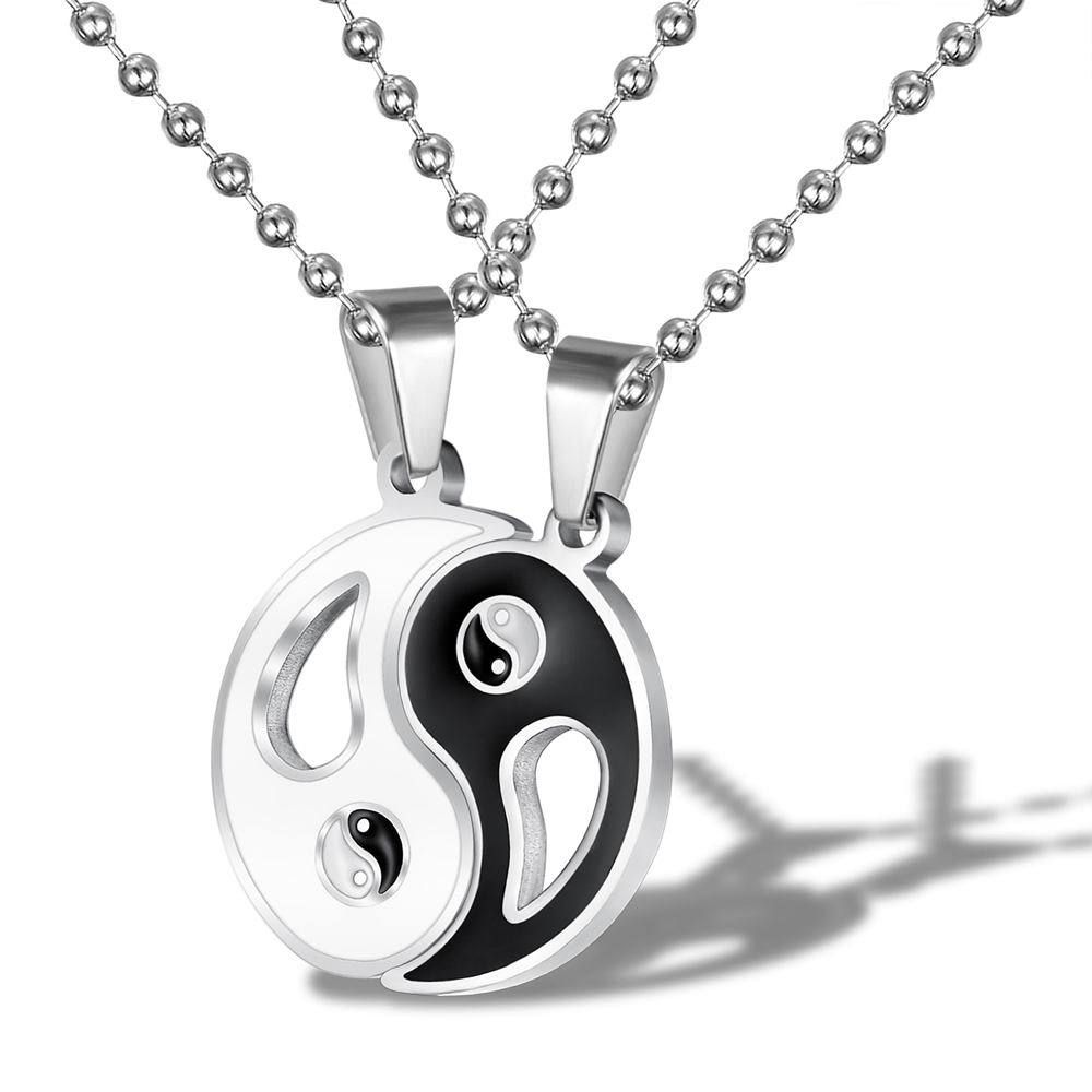 Stainless Steel Yin Yang Taiji Bagua Pendant Couple Necklace | Wholesale Jewelry Only 0