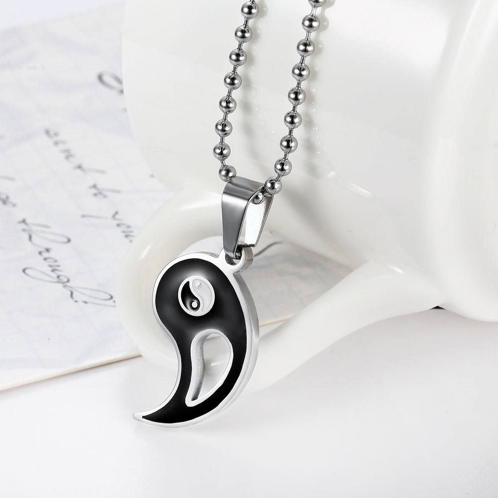 Stainless Steel Yin Yang Taiji Bagua Pendant Couple Necklace | Wholesale Jewelry Only 2