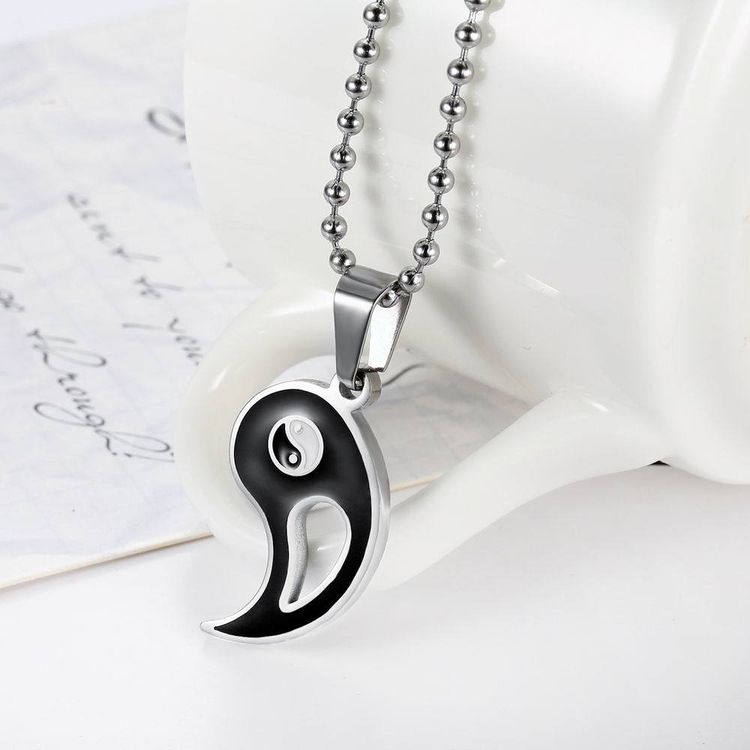 Stainless Steel Yin Yang Taiji Bagua Pendant Couple Necklace | Wholesale Jewelry Only 2