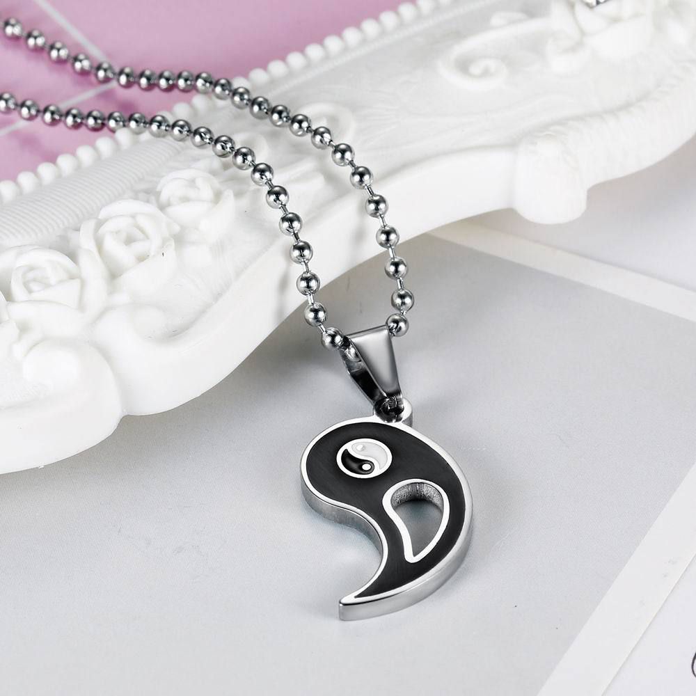 Stainless Steel Yin Yang Taiji Bagua Pendant Couple Necklace | Wholesale Jewelry Only 3