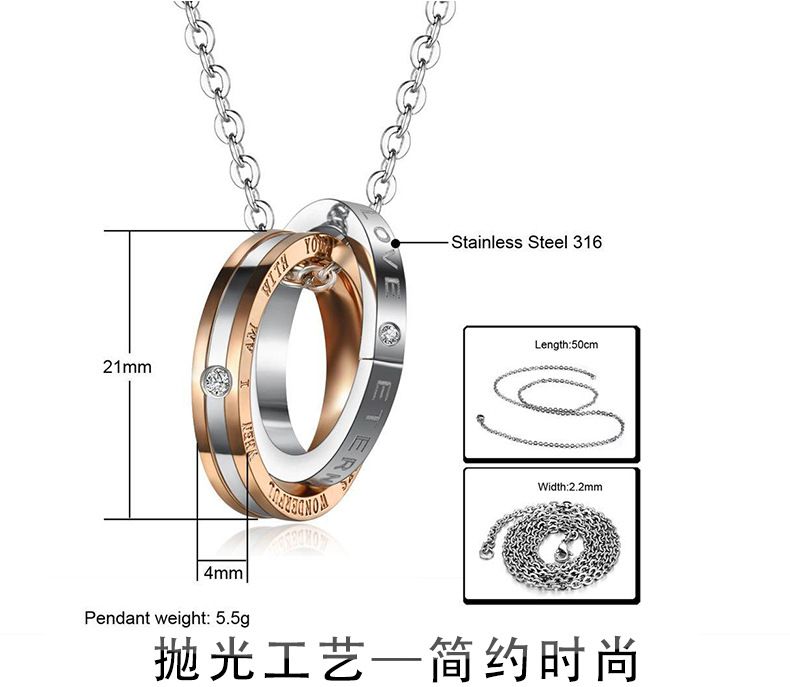 New Trend Drilling Pendant Titanium Steel Couple Necklace Wholesale | Wholesale Jewelry Only 4