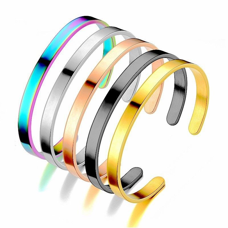 Fashion Titanium Stainless Steel C-shaped 6mm Bracelet | Wholesale Jewelry Only 0