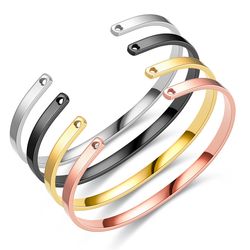 Trendy Titanium Stainless Steel Bracelet C-shaped Peach Heart Hole 4mm | Wholesale Jewelry Only