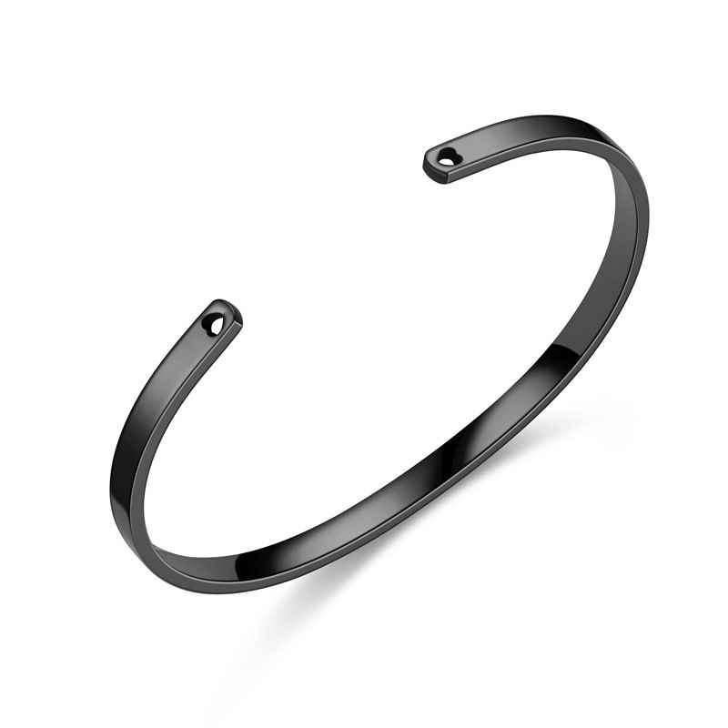 Trendy Titanium Stainless Steel Bracelet C-shaped Peach Heart Hole 4mm | Wholesale Jewelry Only 3